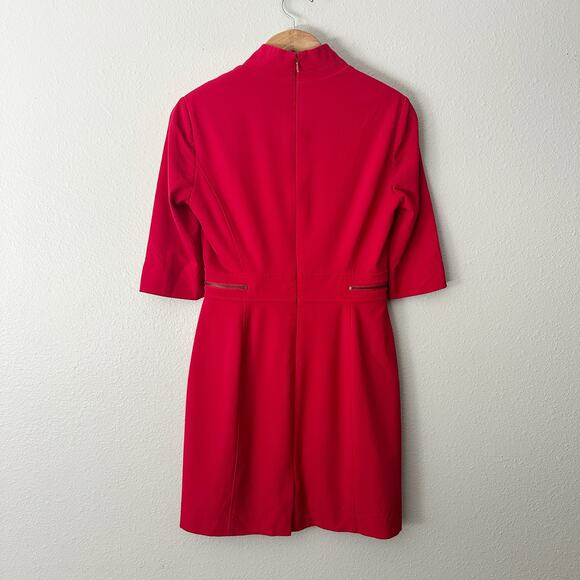 Tahari ASL Ponte Knit Red Mini Dress Zip Accent Women's Size 6‎ - Picture 7 of 14